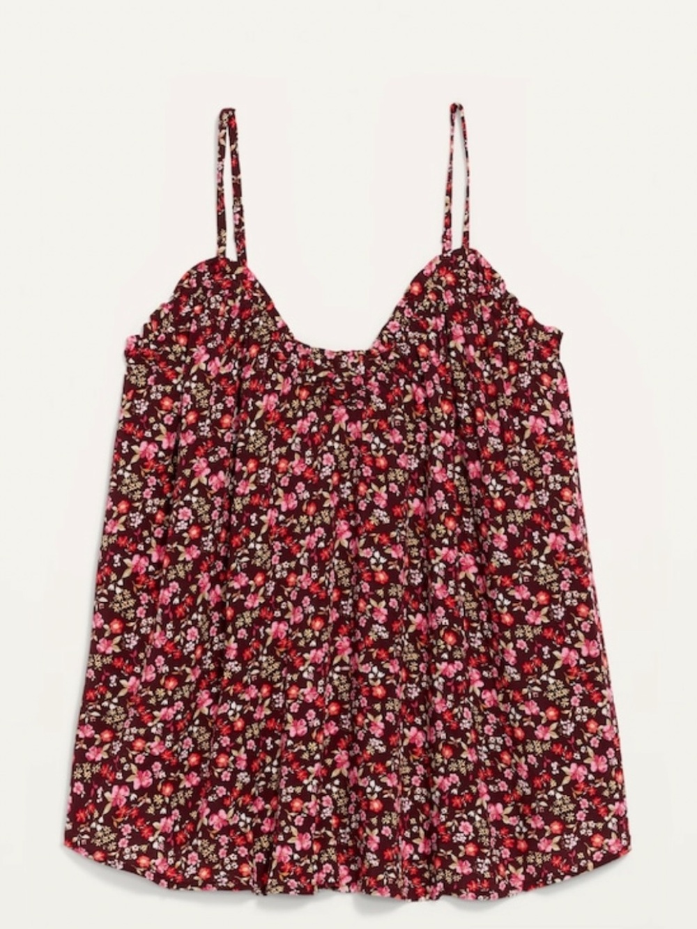Old Navy Burgundy Floral Scoop-Neck Swing scoop Cami